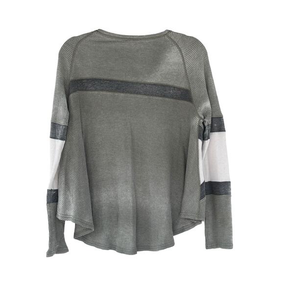 UO Free People Thermal Top Womans Small V-neck Raglan Long Sleeve Color Block - Picture 9 of 10